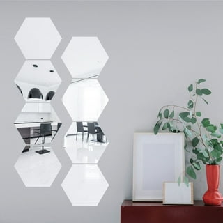 12 Piece 3D Hexagon Acrylic Mirror Wall Stickers DIY Art Decoration Mural  Stickers Home Decor Living Room Mirror Sticker Decorative Mirror 