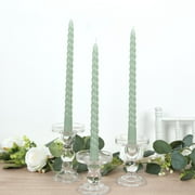 Efavormart 12 Pack | 11" Sage Green Premium Spiral Long Burn Wick Taper Candles, Tall Unscented Wax Dinner Candle Sticks