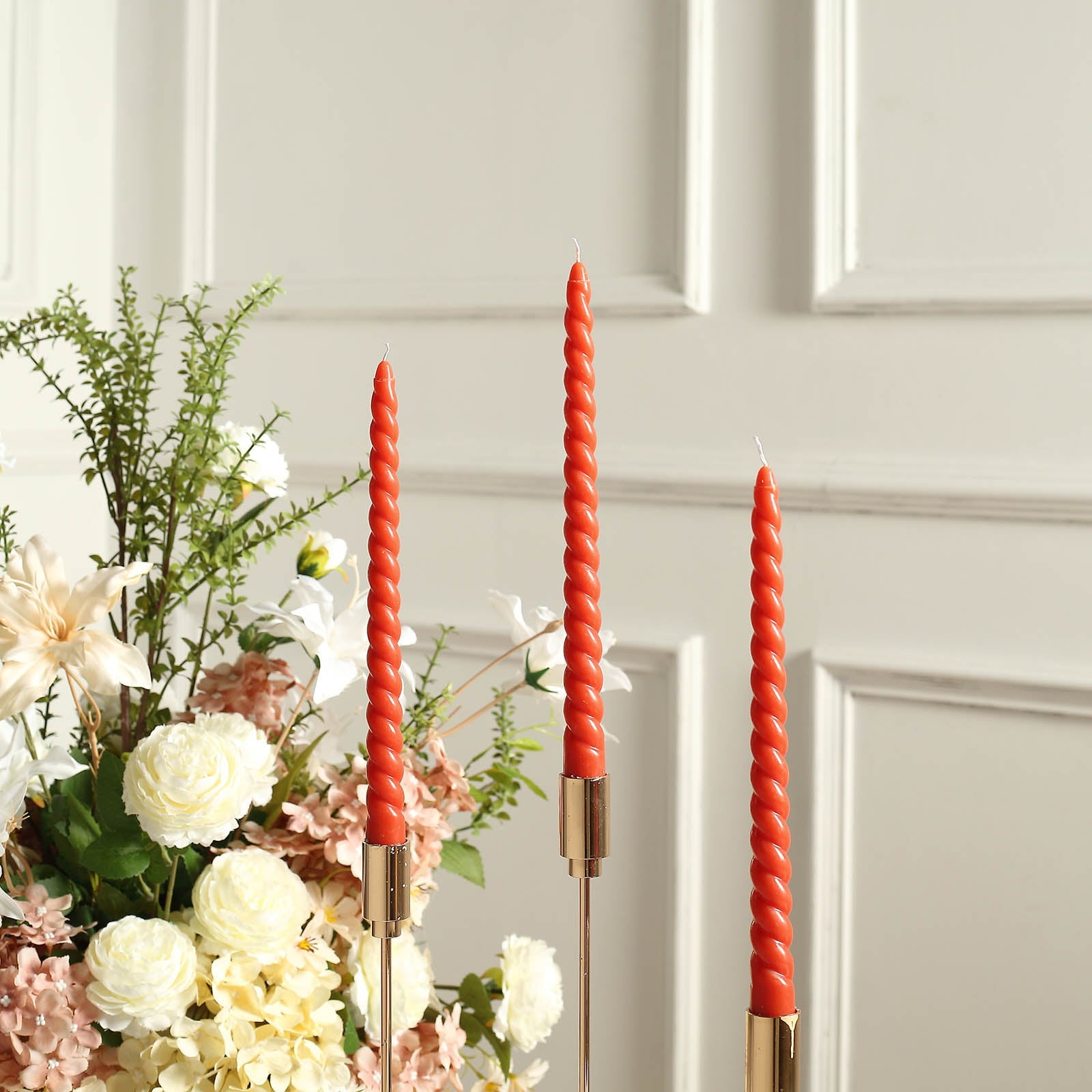 Efavormart 12 Pack | 11" Terracotta Premium Spiral Long Burn Wick Taper Candles, Tall Unscented ...