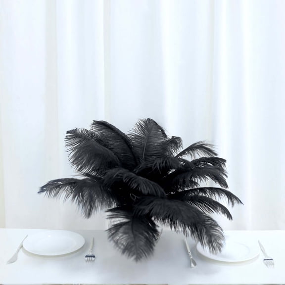 Efavormart 12 Pack | 13"-15" Black Natural Plume Real Ostrich Feathers, DIY Centerpiece Fillers