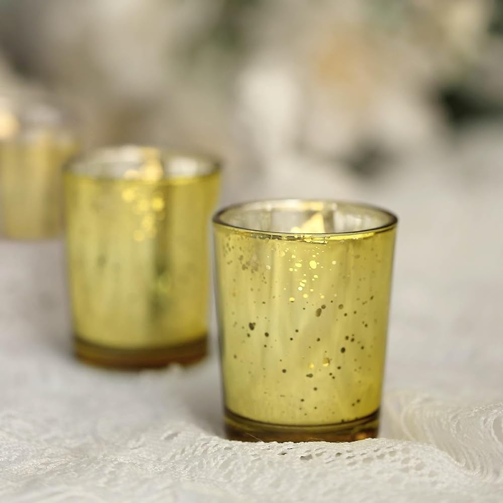 Efavormart 12 Pack 2" Metallic Glass Candle Holders, Votive Tealight