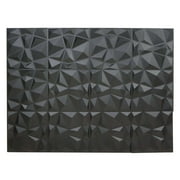 Efavormart 12 Pack | 20X20 Matte Black 3D Diamond Textured Stick On Wall Panels, PVC Waterproof Wall Tiles