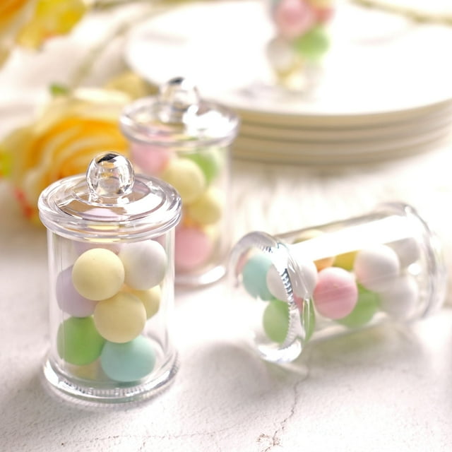 Efavormart 12 Pack Small Round Plastic Candy Jars with Party Lids, 3.5 ...