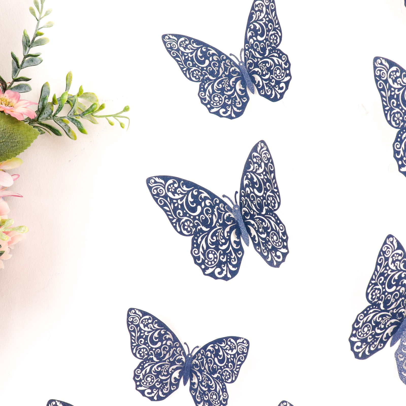Efavormart 12 Pack | 3D Navy Blue Butterfly Wall Decals DIY Removable ...