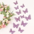 thumbnail image 1 of Efavormart 12 Pack | 3D Purple Butterfly Wall Decals DIY Removable Mural Stickers Cake Decorations, 1 of 10