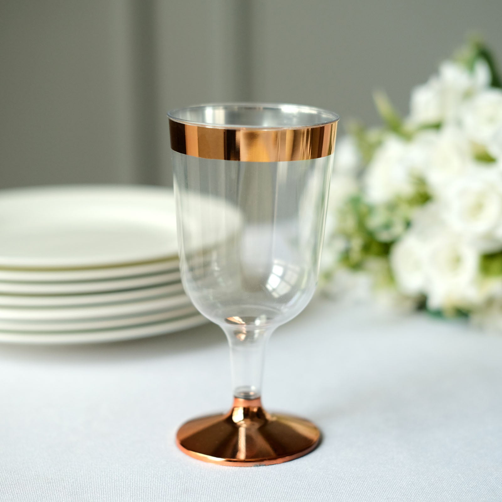 Clearance!Plastic Wine Glasses with Gold Rim, 5 Oz Plastic Wine glasses  with Stem, Disposable Wine Cups Reusable Suitable for Party Weeding  Birthday