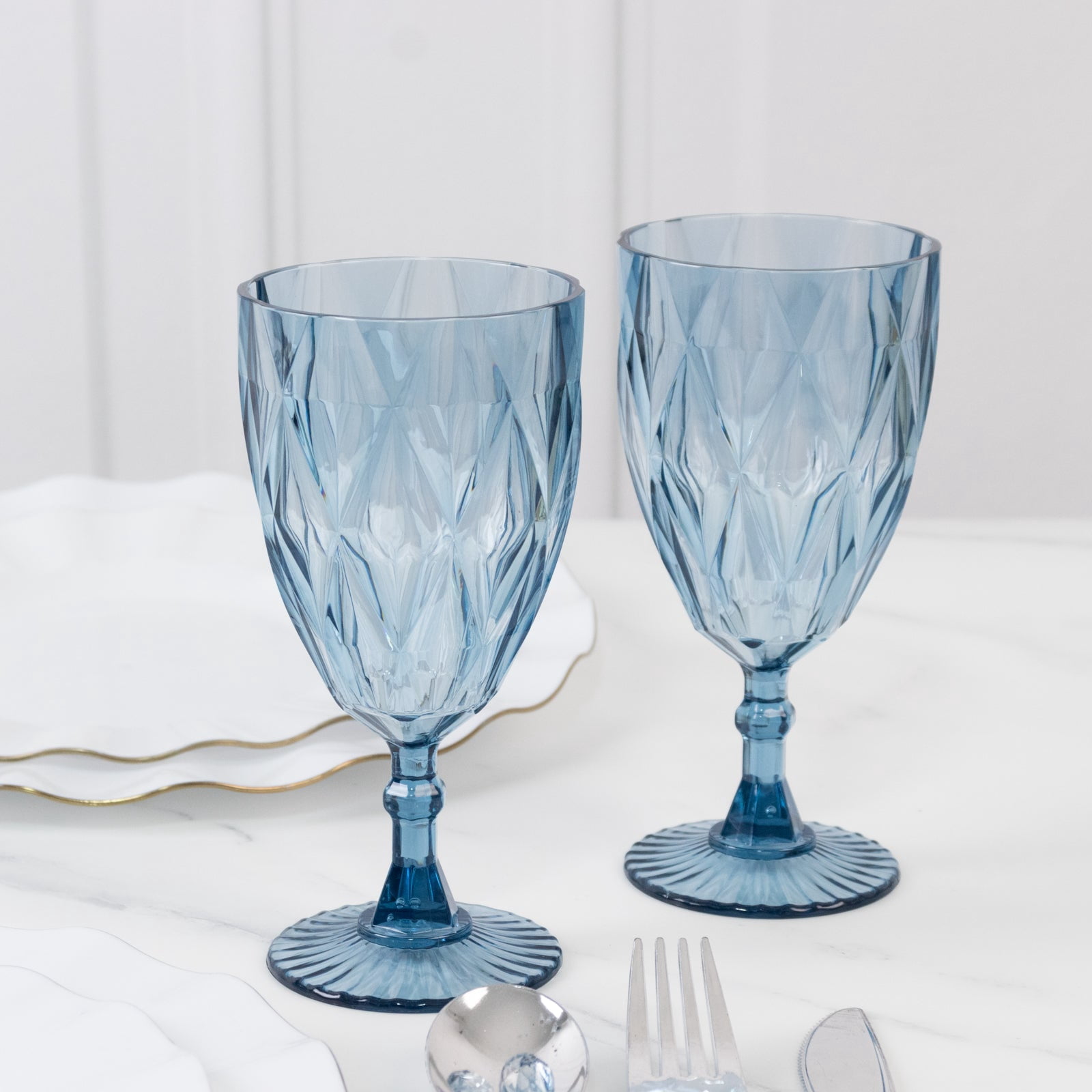 Efavormart 12 Pack Diamond Cut Vintage Plastic Wine Goblets – Dusty ...