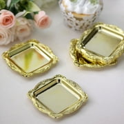 Efavormart 12 Pack | Gold Square Baroque Mini Party Favor Candy Tray Treat Gift Display Serving Plate - 3"x3"