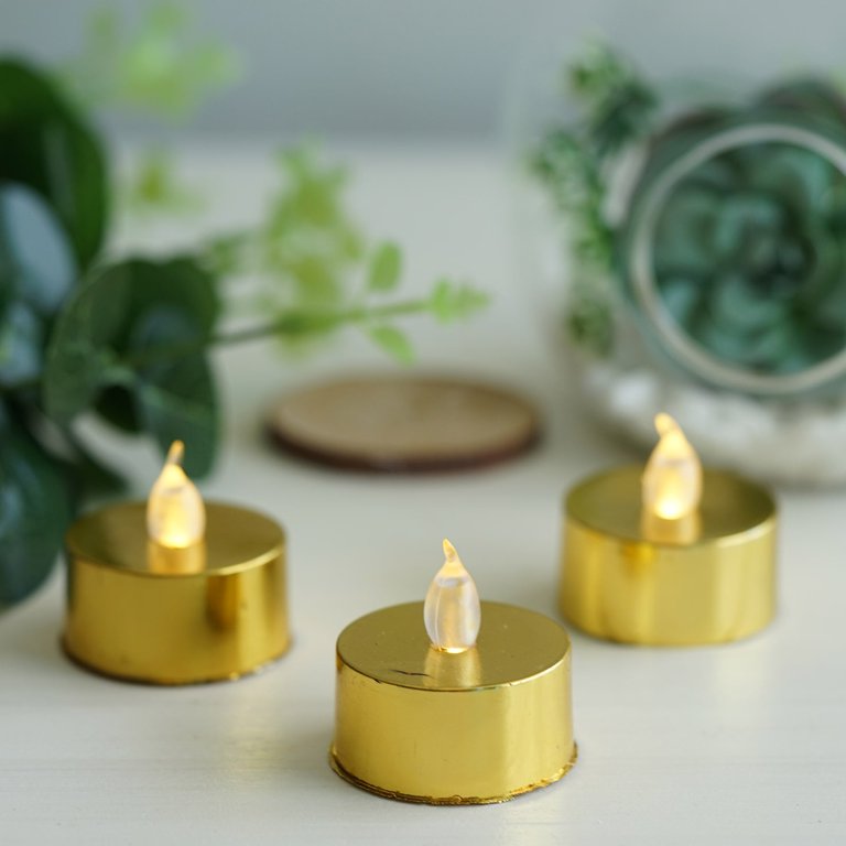 1.5 Metallic Gold Tea Light Candles, Unscented Candles, Tea Lights