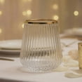 thumbnail image 1 of Efavormart 12-Pack Plastic Stemless Wine Glasses – 12oz Clear with Gold Rim Ribbed Design, Reusable Shatterproof Cocktail Tumblers, 1 of 4