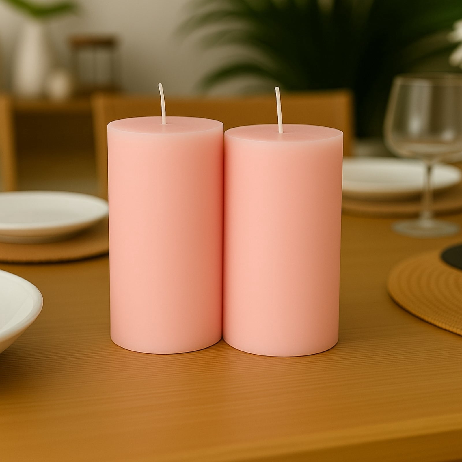 Efavormart 12-Pack Unscented Pillar Candles 3"x6" – Dripless Blush Paraffin Wax with Smokeless Cotton Wicks for Clean, Long-Lasting Burn