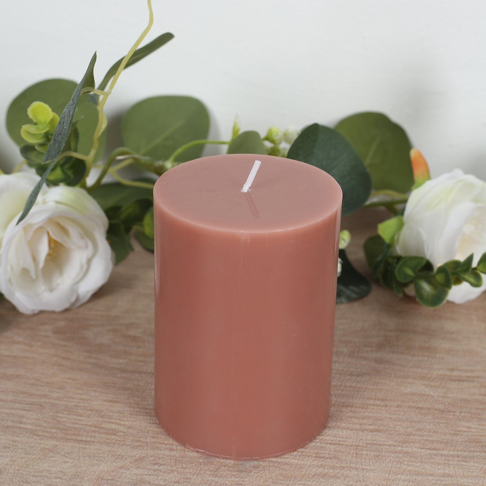 Efavormart 12-Pack Unscented Pillar Candles – Dripless 3"x4" Beige Paraffin Wax with Smokeless Cotton Wicks, Clean & Long-Lasting Burn for Weddings, Home & Event Decor