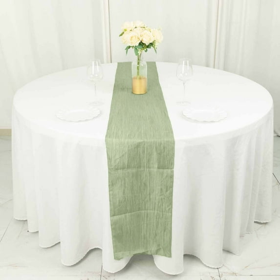 Efavormart 12" X 108" Accordion Crinkle Taffeta Table Runner - Sage Green - Perfect for Wedding, Event, Banquet, and Restaurant Decoration - Impeccable Metallic Glint of Lustrous - Luster and Upscal