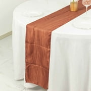 Efavormart 12" X 108" Accordion Crinkle Taffeta Table Runner - Terracotta - Perfect for Wedding, Event, Banquet, and Restaurant Decoration - Impeccable Metallic Glint of Lustrous - Luster and Upscal