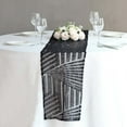thumbnail image 1 of Efavormart 12"X108" Black Sparkly Sequin Geometric Tulle Fabric Table Runner, 1 of 11