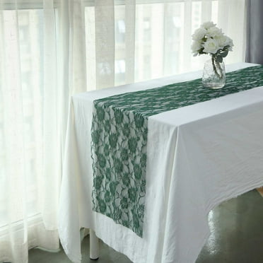 Efavormart 12"X108" Hunter Emerald Green Vintage Rose Flower Lace Table Runner