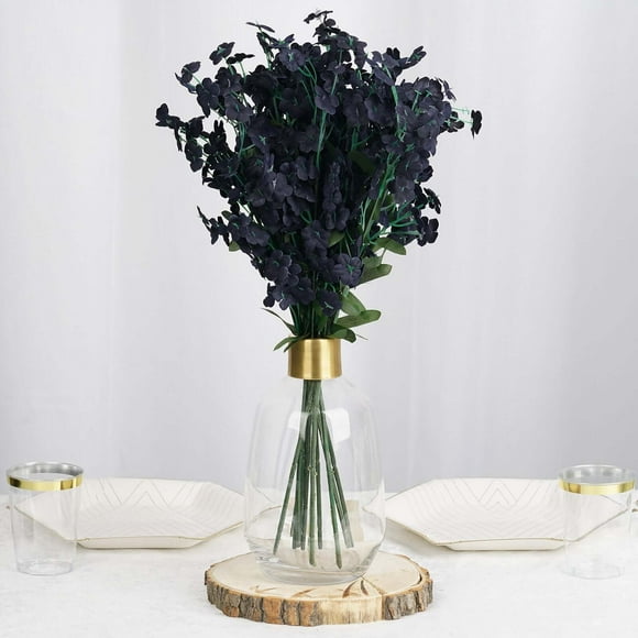 Efavormart 12 bushes BABY BREATH Artificial FILLER FLOWERS for DIY Wedding Bouquets Centerpieces Party Home Decoration - Navy Blue