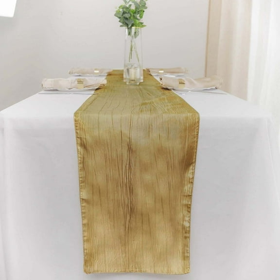 Efavormart 12" x 108" Gold Accordion Crinkle Taffeta Table Runner - Impeccable Metallic Glint of Lustrous - Perfect for Wedding Ceremonies, Parties, Upscale Occasions, and Any Special Events