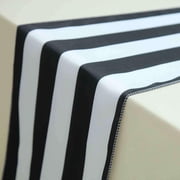 Efavormart 12" x 108" Satin Stripes Premium Table Runner For Wedding Decor Fit Rectangle and Round Table - White / Black