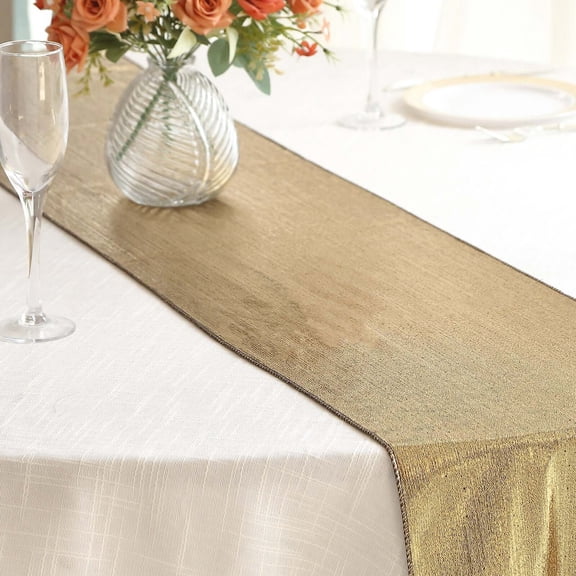 Efavormart 12"x108" Antique Gold Shimmer Sequin Dots Polyester Table Runner, Wrinkle Free Sparkle Glitter Table Runner