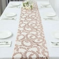 thumbnail image 1 of Efavormart 12"x108" Blush Rose Gold Leaf Vine Embroidered Sequin Mesh Like Table Runner, 1 of 11