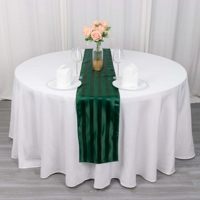Efavormart 12"x108" Hunter Emerald Green Satin Stripe Table Runner, Elegant Tablecloth Runner ...