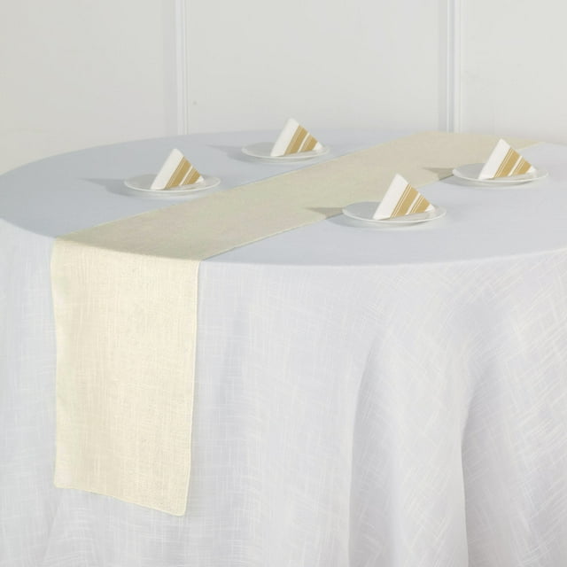 Efavormart 12"x108" IVORY Premium Faux Linen Runner, Slubby Textured ...