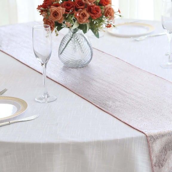 Efavormart 12"x108" Rose Gold Shimmer Sequin Dots Polyester Table Runner, Wrinkle Free Sparkle Glitter Table Runner