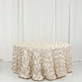Efavormart 120" Beige Grandiose 3D Rosette Satin Round Tablecloth For ...