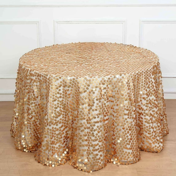 Efavormart 120" Big Payette Matte Champagne Sequin Round Tablecloth Premium Collection Table Cover Sparkle Metallic Sequence TableClothe for Birthday Party Baby Shower Wedding Covers