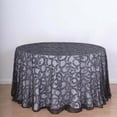 thumbnail image 1 of Efavormart 120" Black Sequin Leaf Embroidered Seamless Tulle Round Tablecloth, Sheer Table Overlay, 1 of 11