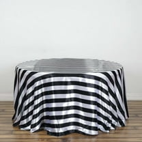 Efavormart 120" Black & White Stripe Satin Round Tablecloth Seamless Tablecloths For Wedding Party Event Decoration