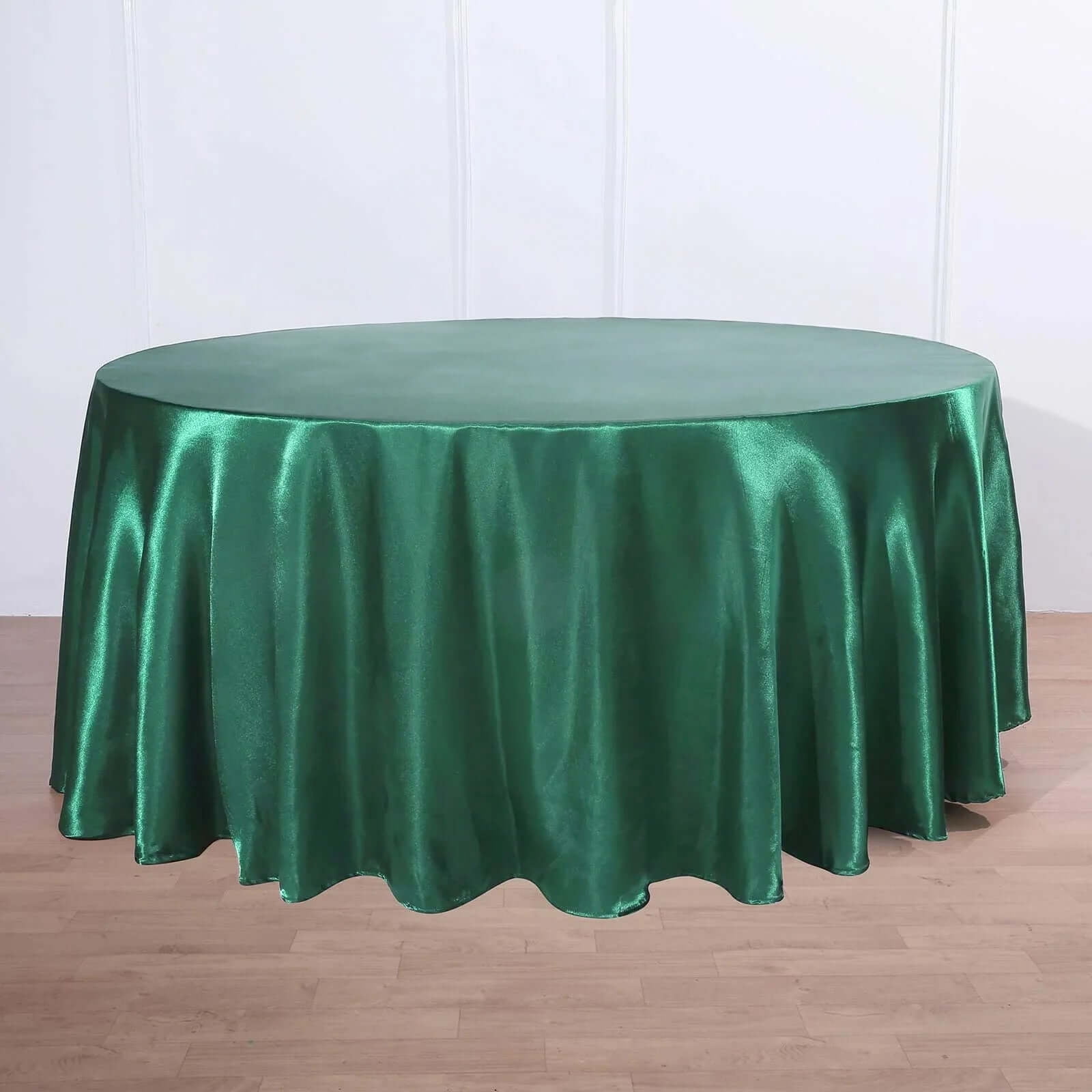 Emerald Green 120-Inch Round Satin Tablecloth