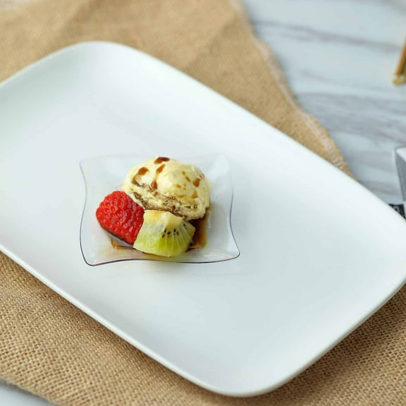 Efavormart 120 Pack - 3" Mini Wavy Rim Square Plastic Appetizer Plates - Clear With Pinwheel Rim