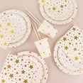 thumbnail image 1 of Efavormart 120 Pcs White/Gold Stars Disposable Party Supplies Kit, Paper Plates Cups Napkins Tableware Combo Pack, 1 of 11