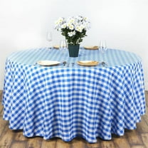 Efavormart 120" Round BLUE/WHITE Checkered Wholesale Gingham Polyester Linen Picnic Restaurant Dinner Tablecloth