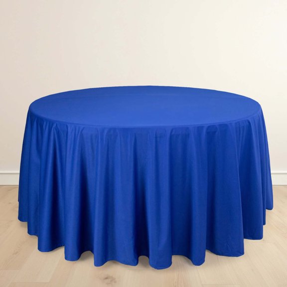 Efavormart 120" Royal Blue Premium Scuba Round Tablecloth, Wrinkle Free Polyester Seamless Tablecloth