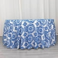 thumbnail image 1 of Efavormart 120" Royal Blue Velvet Flocking Damask Tafetta Round Tablecloth For Catering Wedding Party Decorations, 1 of 5