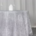 thumbnail image 1 of Efavormart 120" Silver Metallic Fringe Shag Tinsel Round Polyester Tablecloth For Catering Wedding Party Decorations, 1 of 3