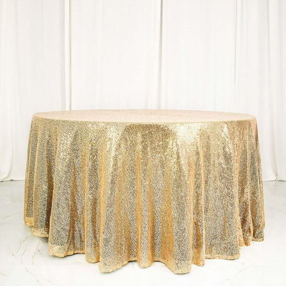 Efavormart 120" Wholesale Premium Champagne Table Cover Sparkly SEQUIN Round Tablecloth For Wedding Banquet Party Home Decor