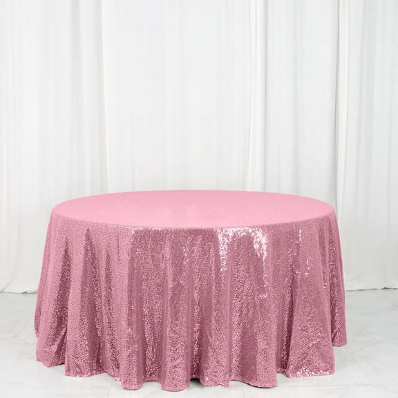 Efavormart 120" Wholesale Premium Pink Table Cover Sparkly SEQUIN Round Tablecloth For Wedding Banquet Party Home Decor