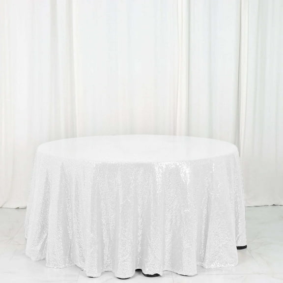 Efavormart 120" Wholesale Premium White Table Cover Sparkly SEQUIN Round Tablecloth For Wedding Banquet Party Home Decor