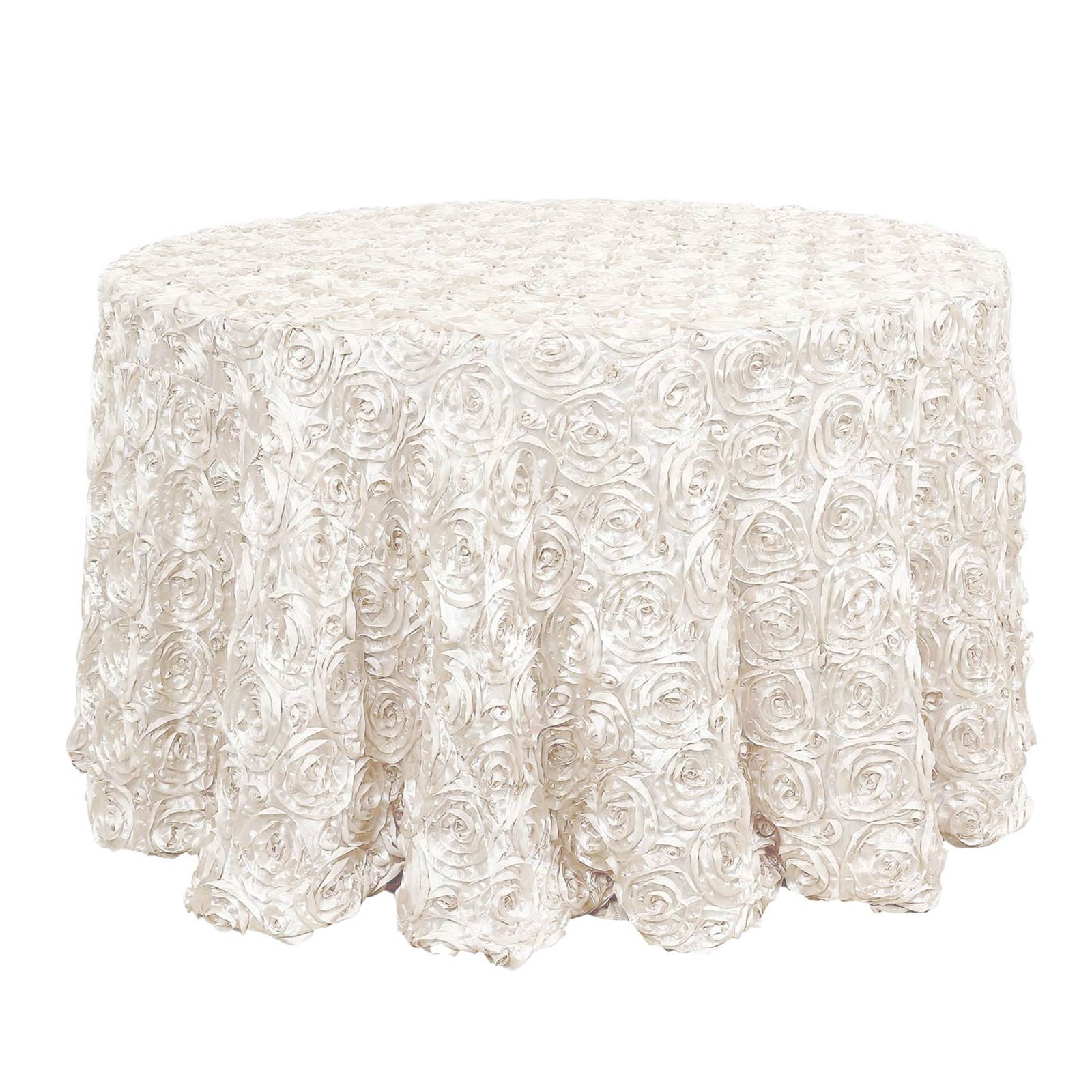Efavormart 120" Wholesale Round Table Cover IVORY Grandiose Rosette 3D ...