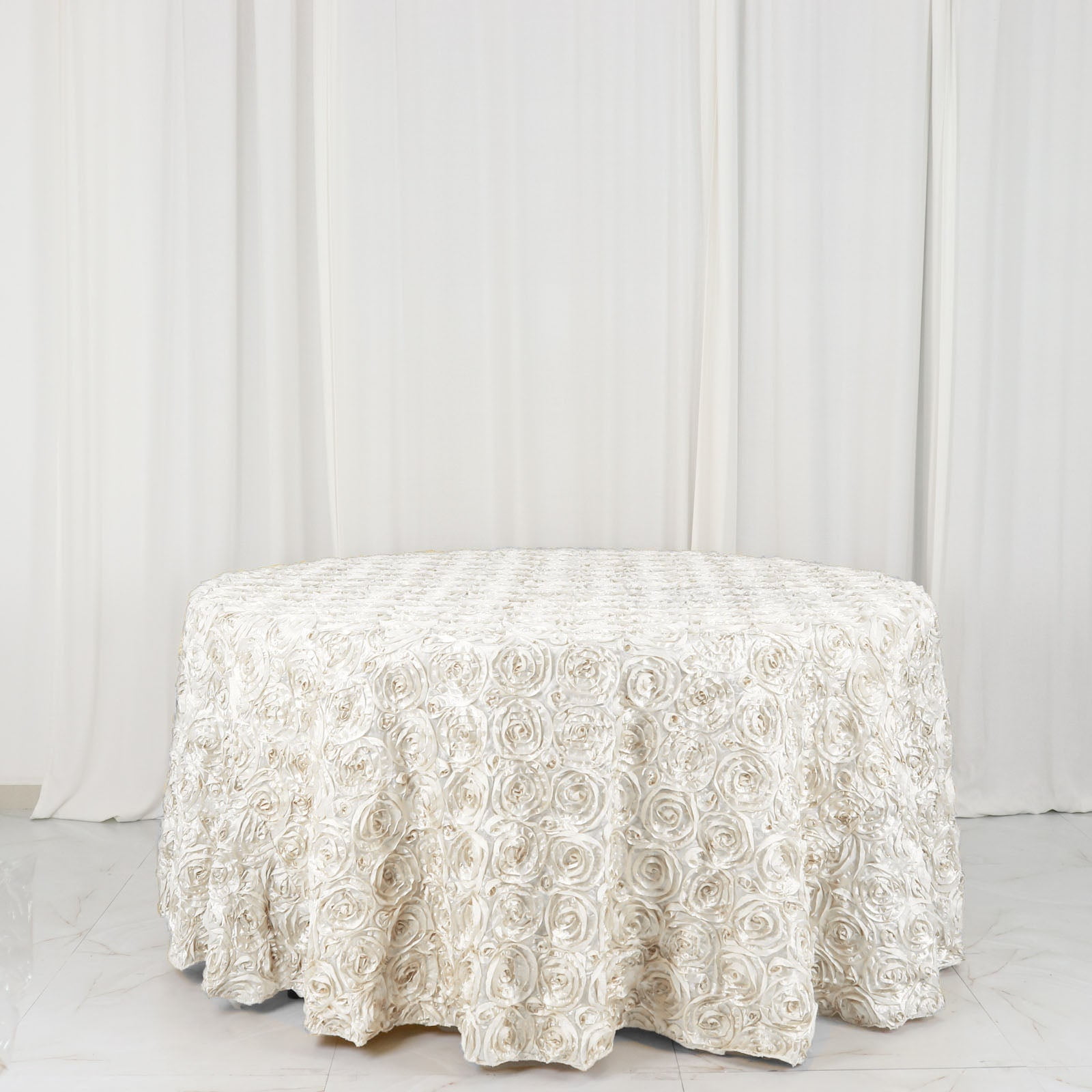 Efavormart 120" Wholesale Round Table Cover IVORY Grandiose Rosette 3D ...