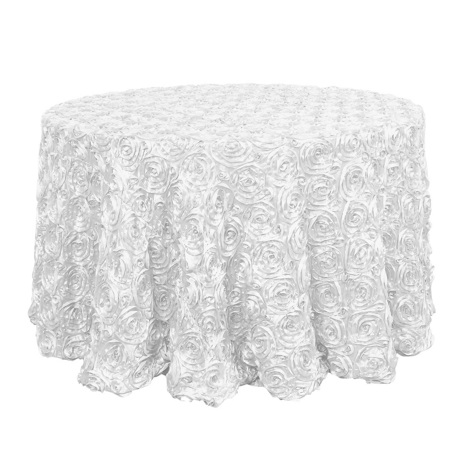 Efavormart 120" Wholesale Round Table Cover WHITE Grandiose Rosette 3D