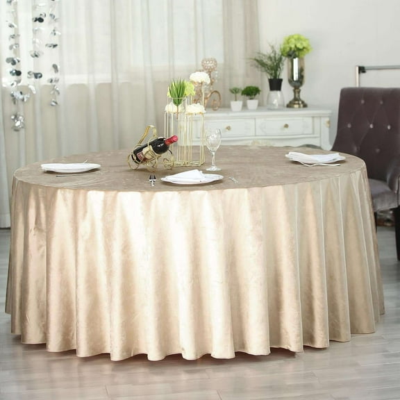 Efavormart 120" Wholesale Round Tablecloth Champagne Premium Velvet Round Tablecloth For Wedding Party Events