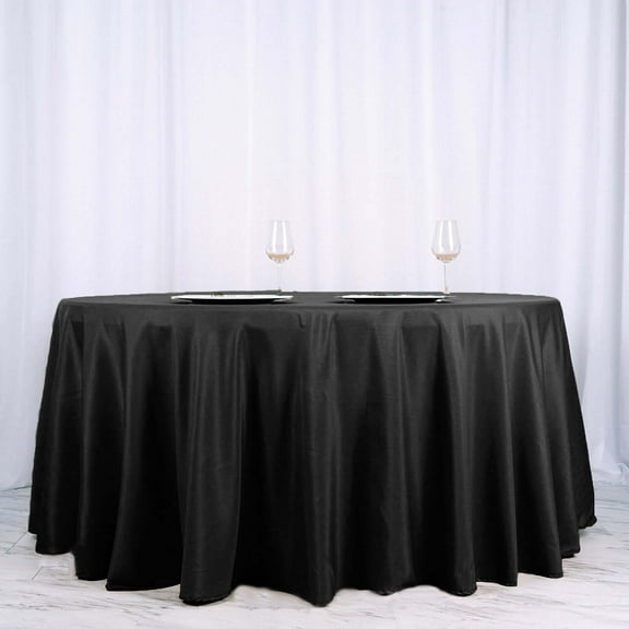 Efavormart Round Tablecloth, 120 Inch Stain & Wrinkle Resistant Washable Table Cloth, Decorative Polyester Fabric Table Cover for Banquet, Wedding, Dining - BLACK