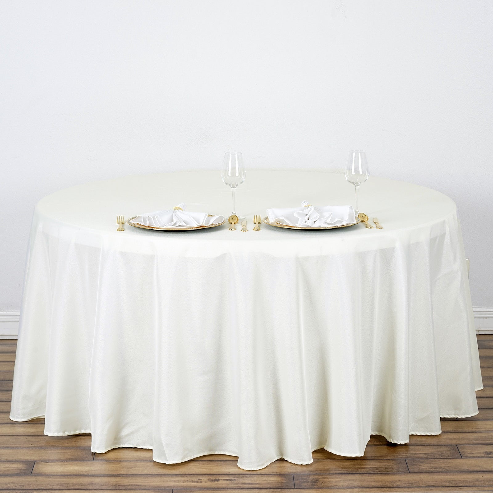 Ivory 120" Round Polyester Tablecloth for Elegant Events