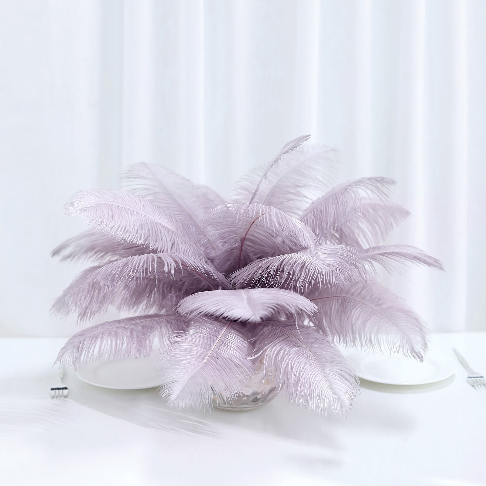 White Ostrich Feathers for centerpieces 12-15 (50 pcs.)