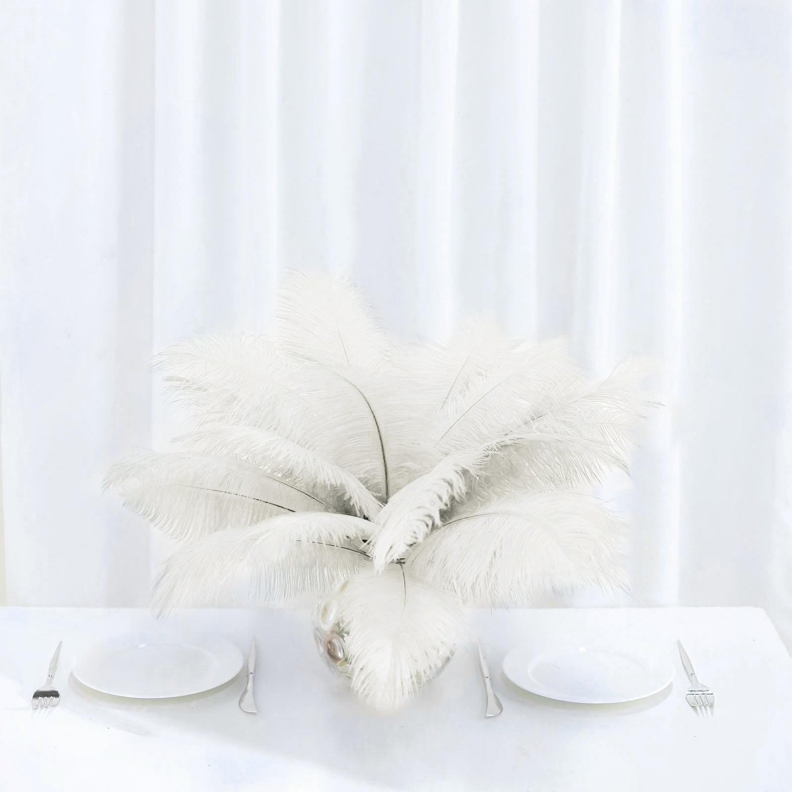 AWAYTR 10pcs Natural Ostrich Feathers for Wedding Centerpieces Home Decoration (12-14 inch, White)